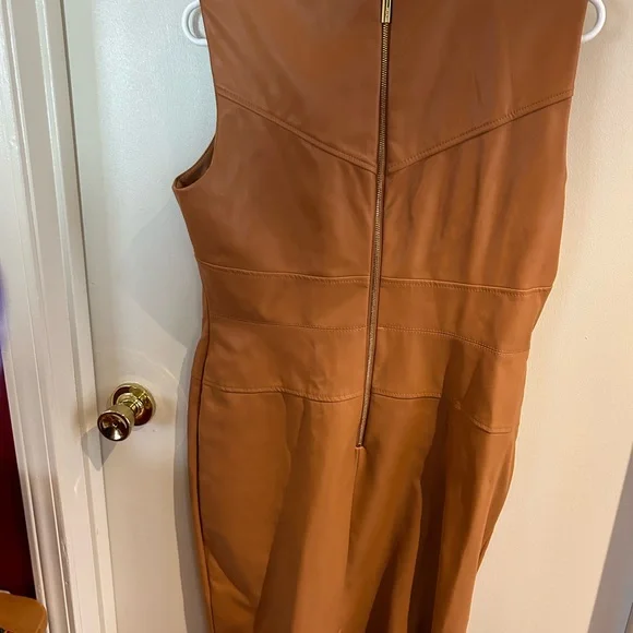 Calvin Klein faux leather tan dress - Picture 2 of 3